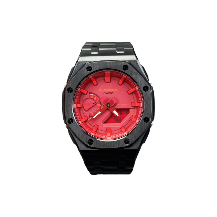 

CASIO Retrofit Series Quartz Movement Stainless Steel Watchband Watch Men's Watches Red Watch Dial