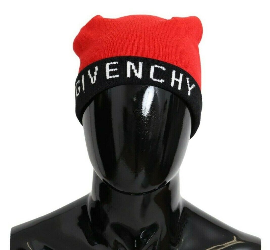 

Шикарная красно-черная шапка-бини с логотипом Givenchy