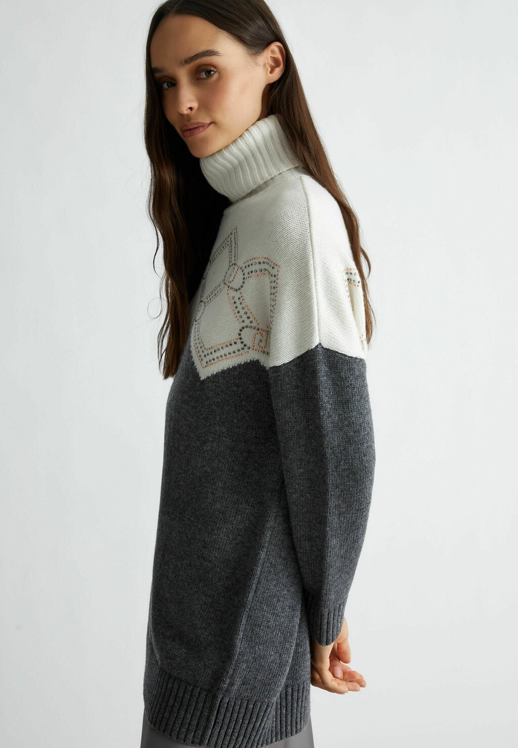 

Платье-джемпер POLO-NECK WITH RHINESTONES LIU JO, черный