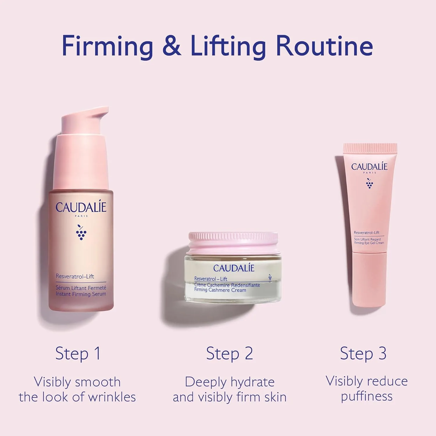 Набор для ухода за кожей Caudalie Resveratrol-Lift Lift & Firm Essentials с сывороткой Resveratrol-Lift полного размера и 2 мини-продукта в дорогу — фото 2