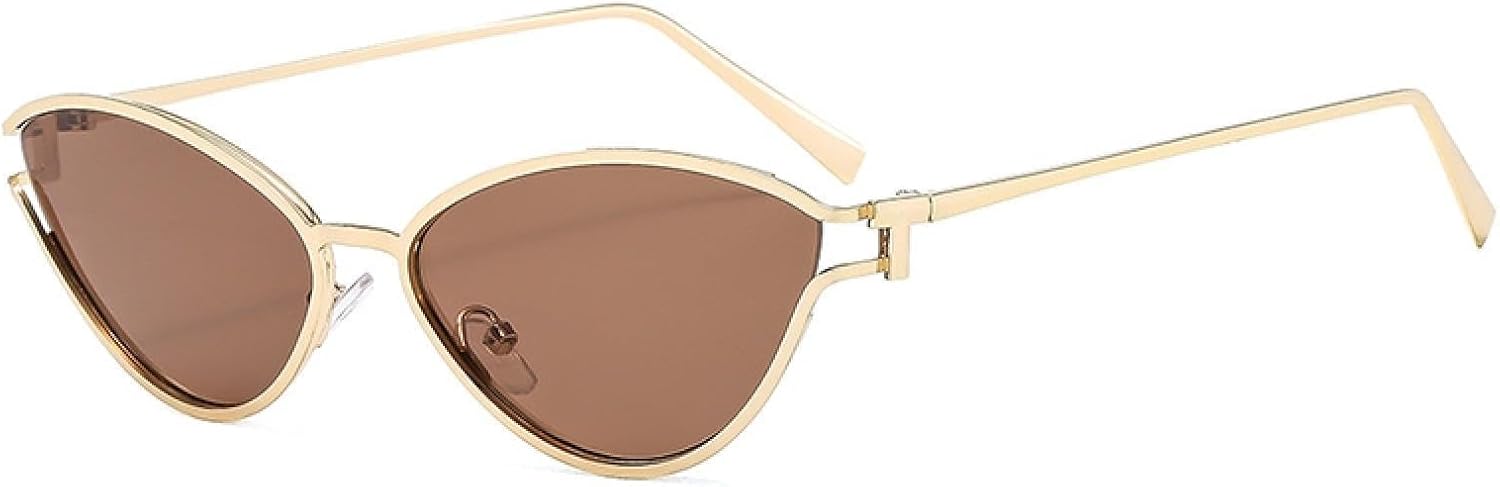 

Солнцезащитные очки с защитой от УФ-излучения UV400 | «Кошачий глаз», маленькие овальные, в стиле панк, металлик | Для женщин и мужчин, для занятий спортом на открытом воздухе и вождения DSVIGF, C3goldbrown