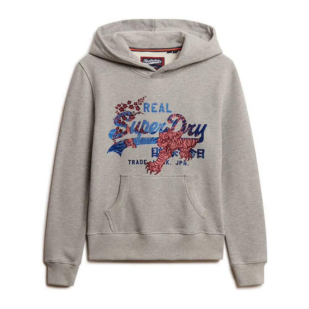 

Худи Superdry Tokyo Vl Relaxed Fit, серый