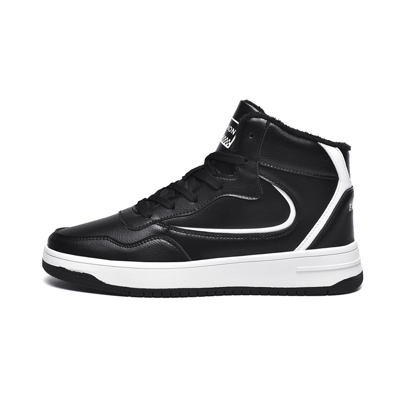 

KYMOOU Термоустойчивые противоскользящие непромокаемые высокие скейтерские кроссовки унисекс черно-белые, цвет Black White