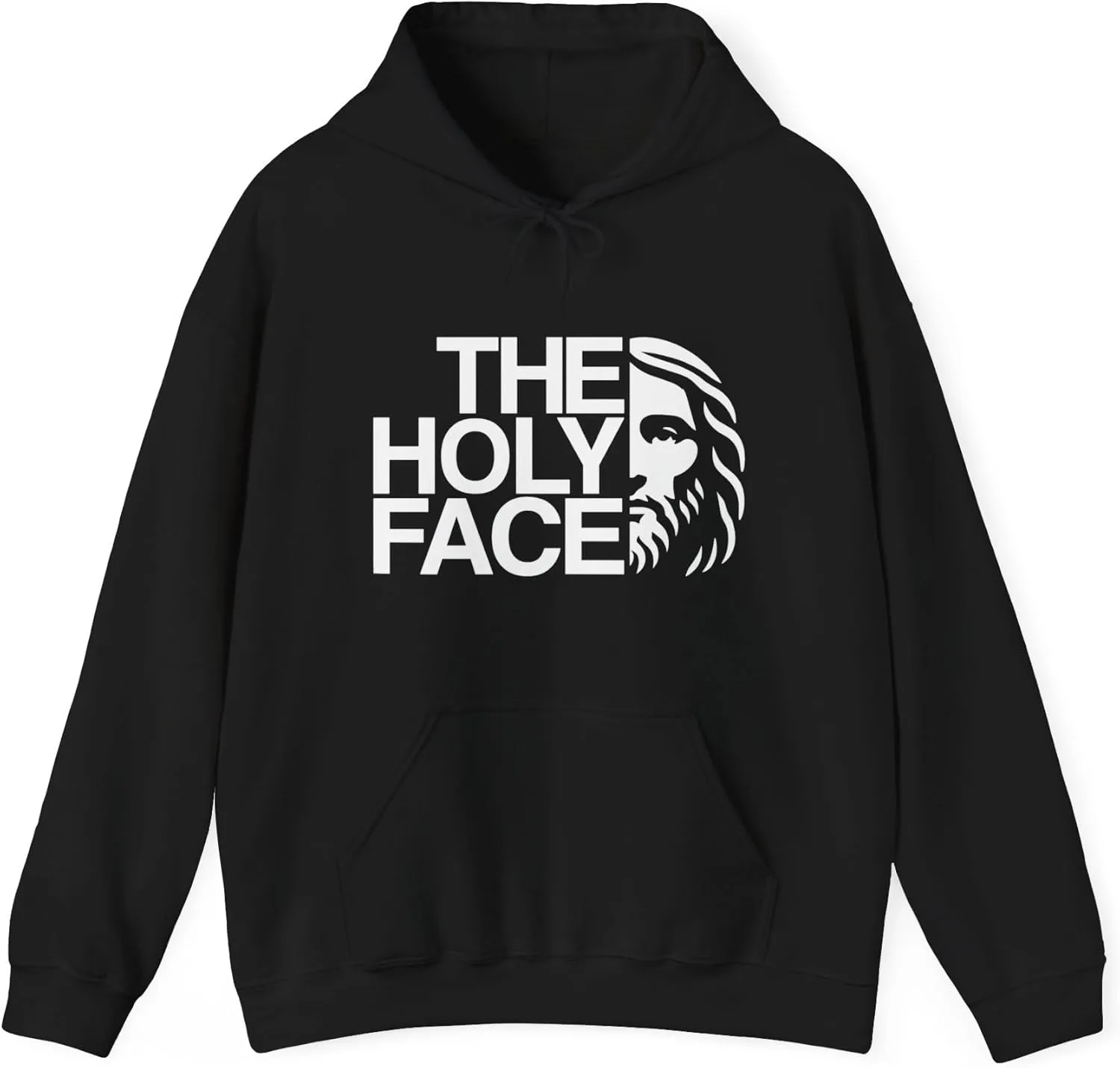 Худи Holy Face - толстовка с изображением Иисуса для христианских спортсменов и любителей спортивной одежды на религиозную тематику GENERIC, черный