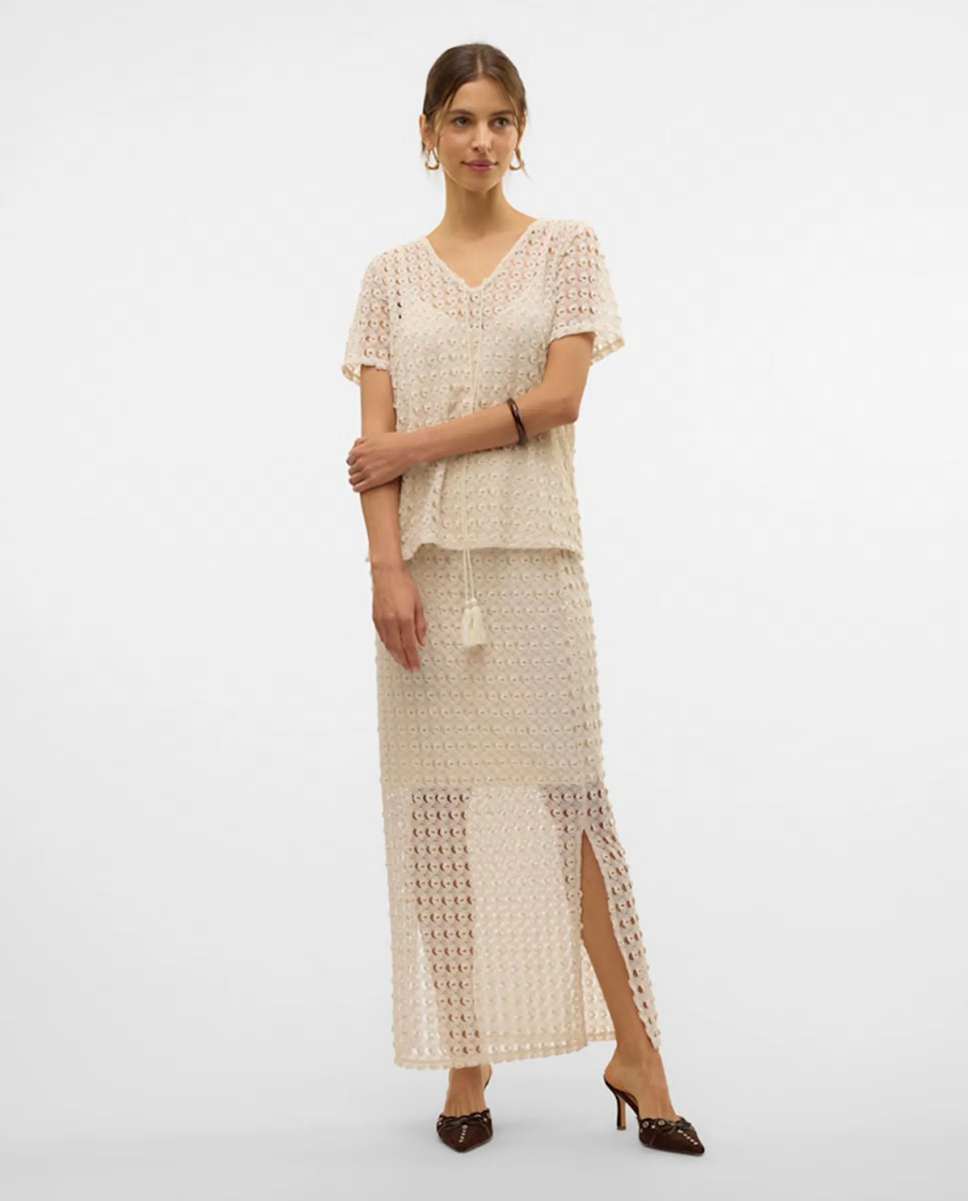 

Длинная юбка крючком Vero Moda, белый
