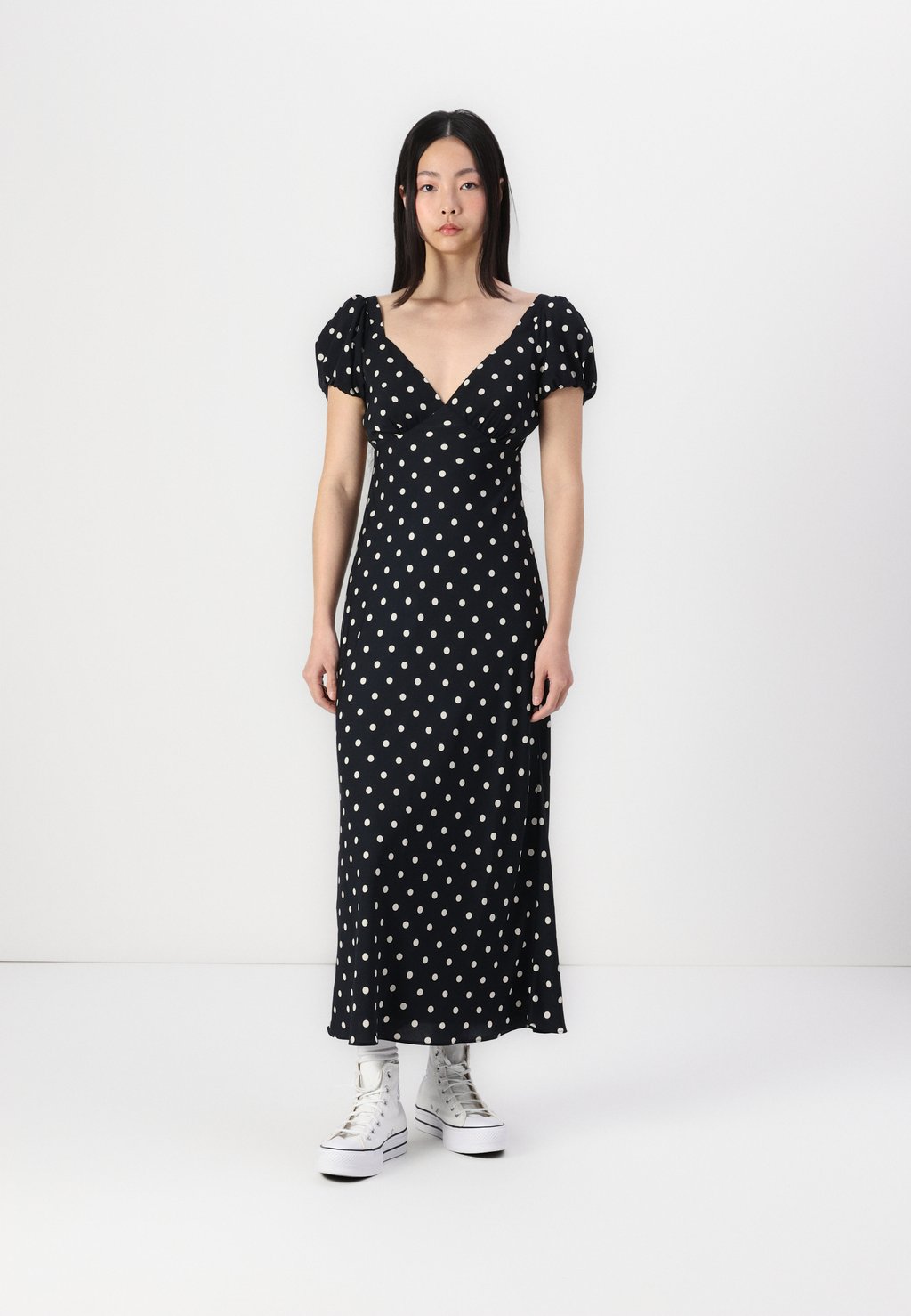 

Платье для особых случаев PUFF TIE BACK SLIP MIDI Abercrombie & Fitch, черный