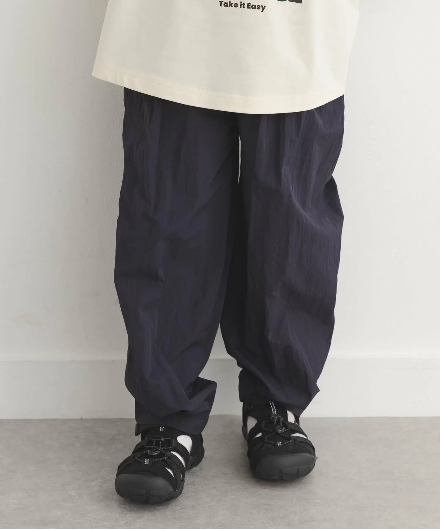 Водоотталкивающие широкие брюки с защипами (детские) URBAN RESEARCH DOORS, Navy