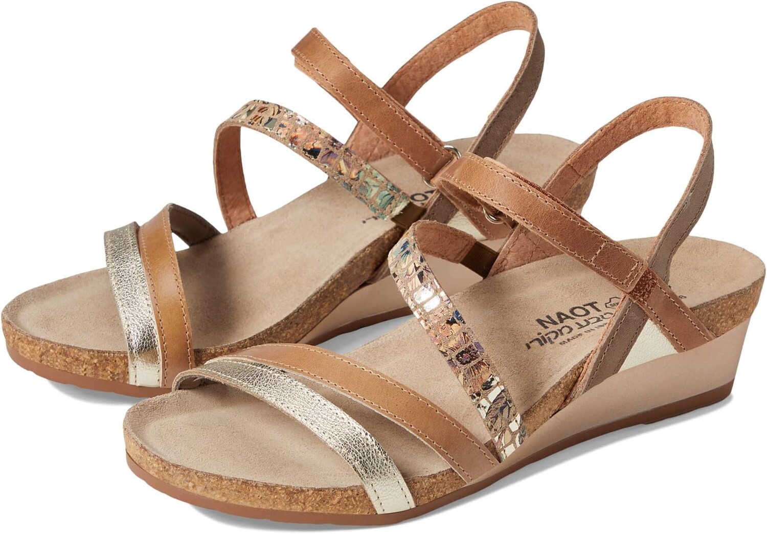 Босоножки Hero Naot, цвет Radiant Gold/Golden Floral/Arizona Tan Leather