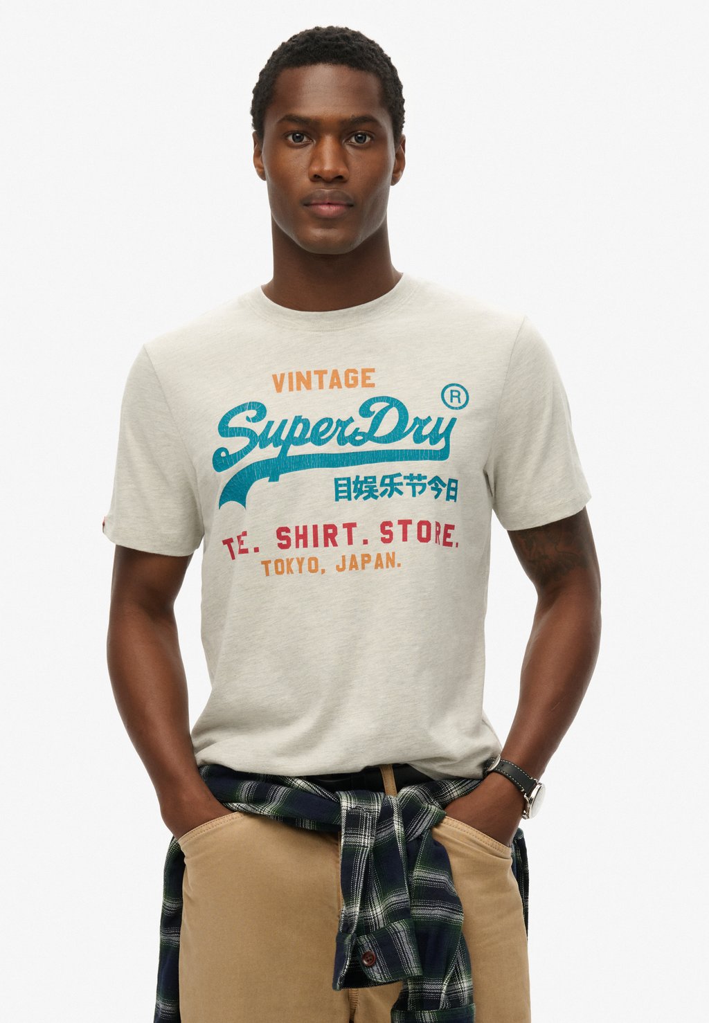 

Футболка с принтом Superdry, светло-серый