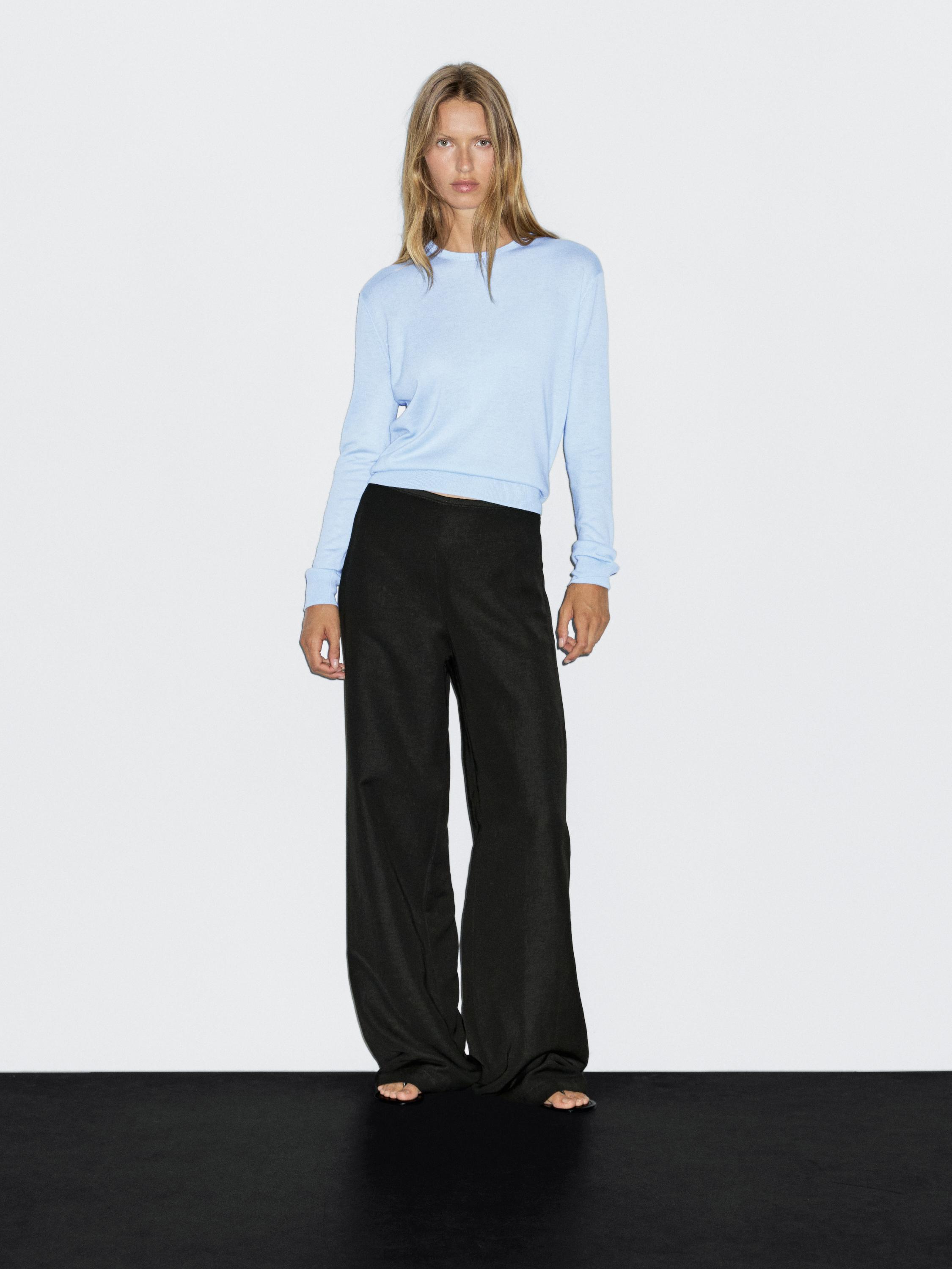 

Свитер из смесовой шерсти с круглым вырезом Massimo Dutti, Sky Blue