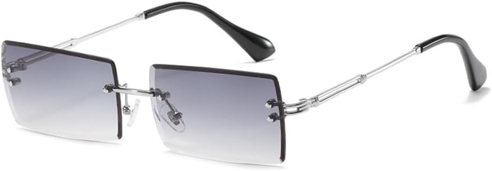 

Винтажные модные новые женские солнцезащитные очки без оправы, прямоугольные, с градиентным покрытием, защита от УФ-излучения UV400, летние и дорожные мужские солнцезащитные очки TYUVIVO, Silver Gray