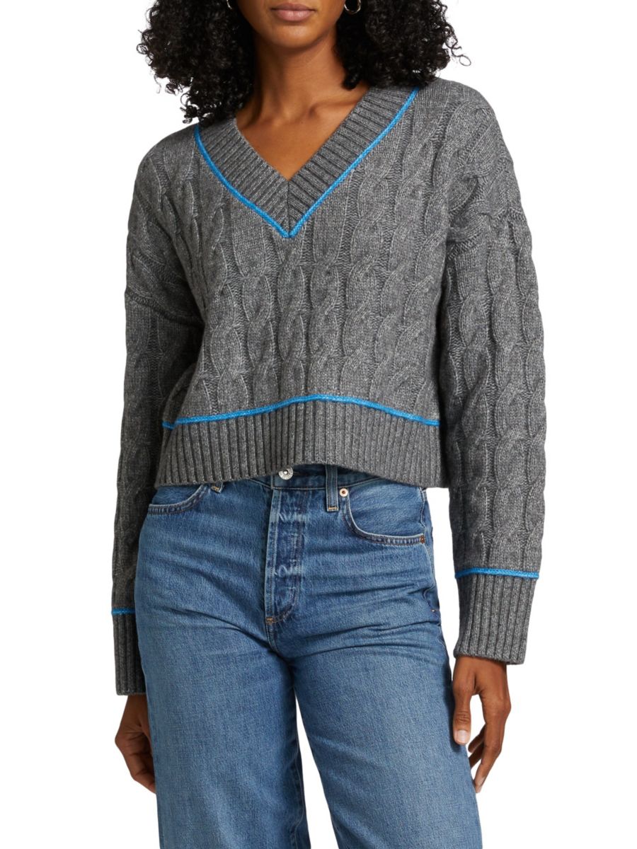 

Свитер Sophie Cabled с V-образным вырезом dh New York, цвет Ash Combo