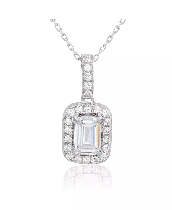 

Ожерелье-Гало с подвеской Suzy Levian из стерлингового серебра с кубическим цирконием изумрудной огранки Suzy Levian New York, white