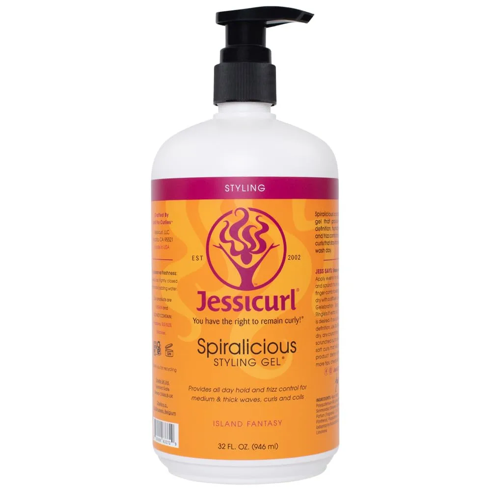 Гель для волос Jessicurl Spiralicious, Island Fantasy, 955 мл - формирует локоны, контролирует пушистость, подходит для всех типов волос. 946 мл (1 шт.)