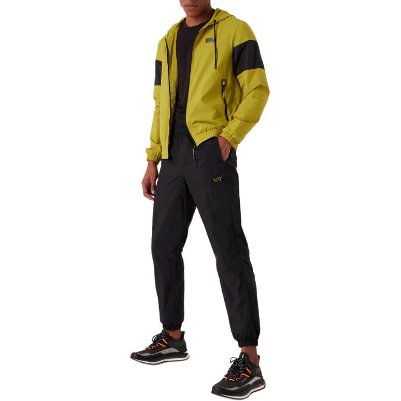 EA7 SS24 Повседневная спортивная одежда Мужская EMPORIO ARMANI, Комплект одежды (Лаймовое пальто+Черные брюки) — фото 4