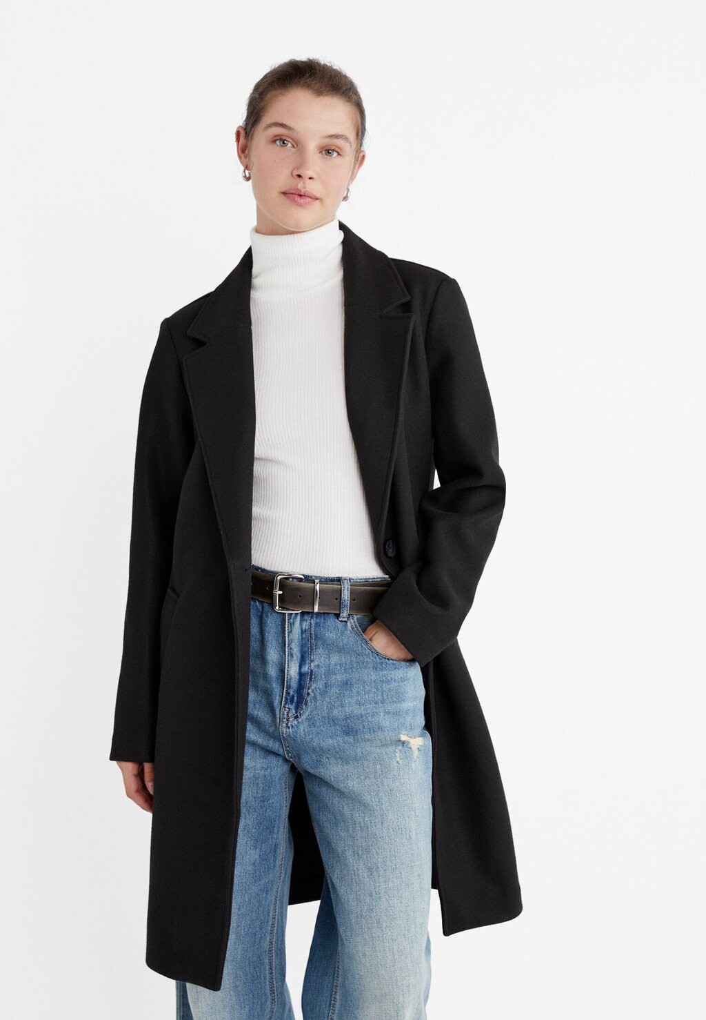 

Классическое пальто Napped Stradivarius, черный