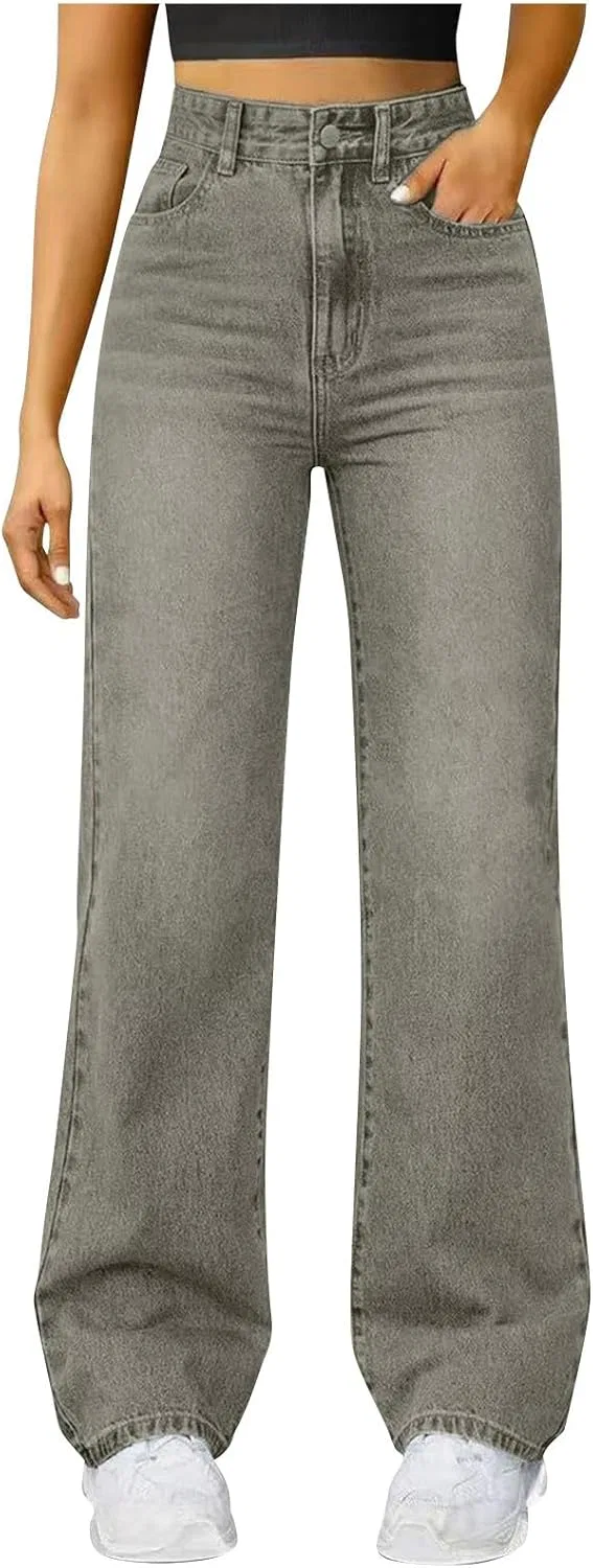 Джинсы свободные Wide Leg, Gray