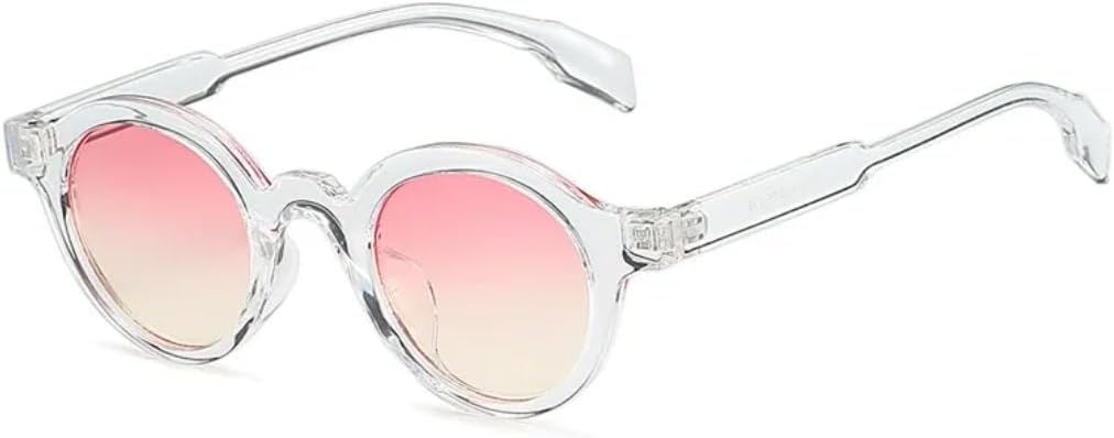 

Солнцезащитные очки с защитой UV400 | Маленькие круглые панк-очки с градиентными линзами | для женщин и мужчин, для занятий спортом на открытом воздухе и вождения DSVIGF, Clear Pink Yellow