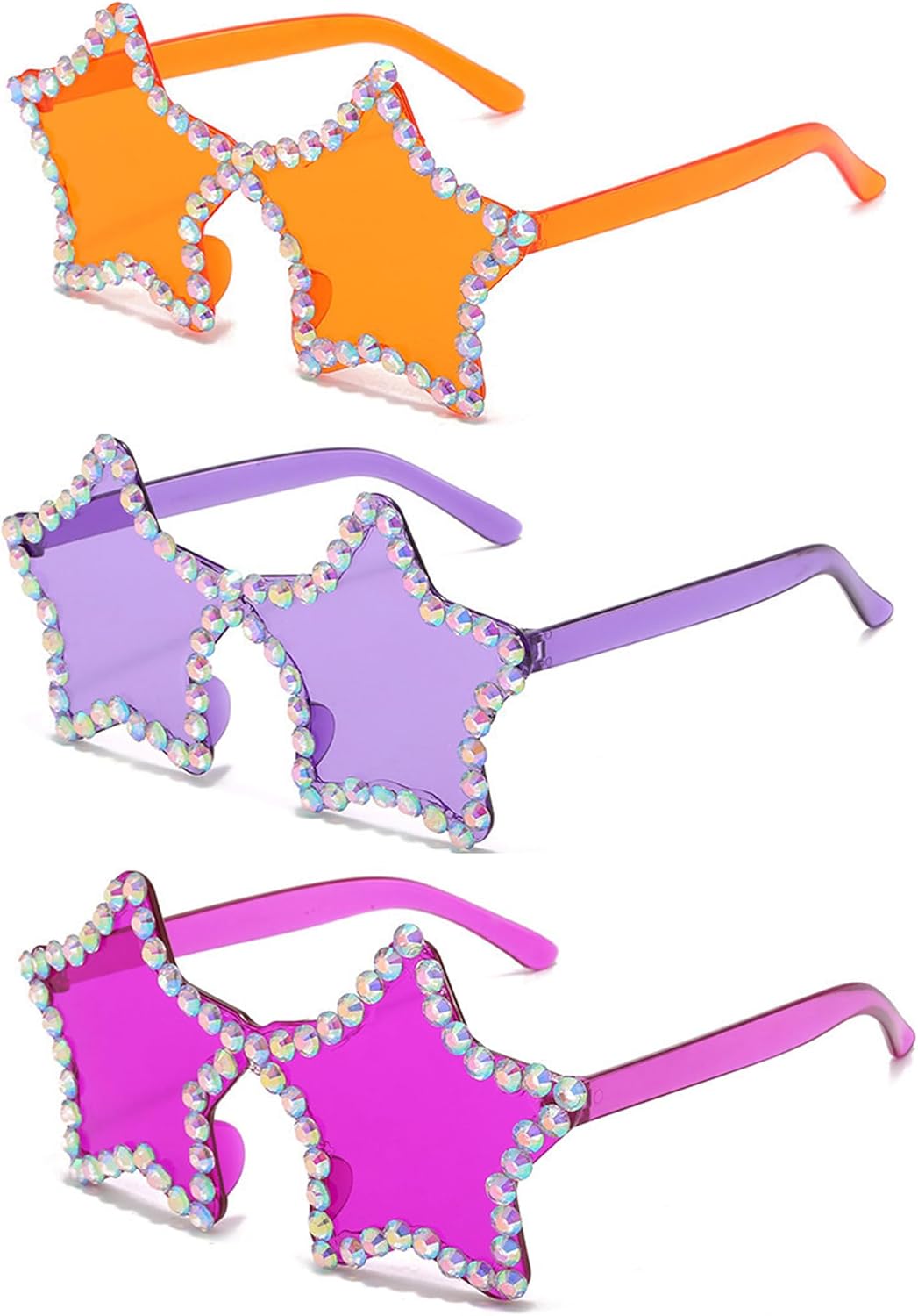 

bullabulling 2023 Модные солнцезащитные очки со стразами и блестками, женские, с кристаллами, защитой от УФ-излучения UV400, сверкающие, конфетного цвета, для вечеринок, Orange/Purple/Rose
