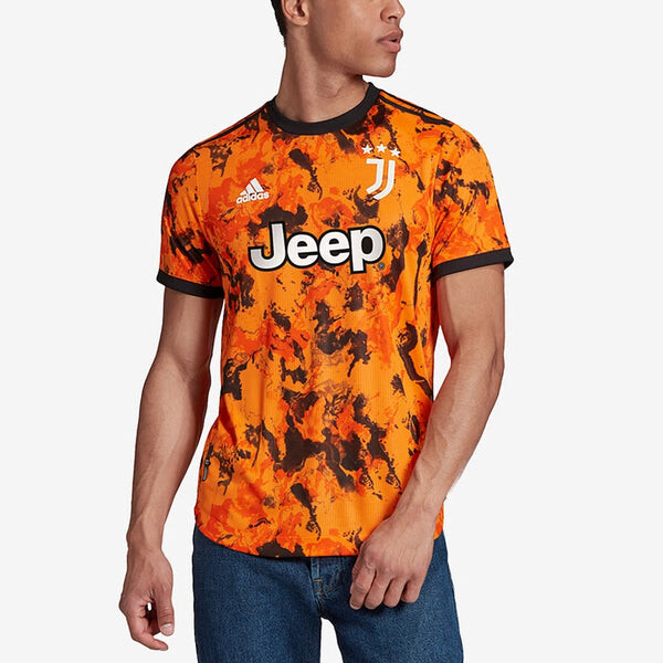 Футболка au player edition 20-21 season juventus away soccer/football sports patchwork print short sleeve orange Adidas, оранжевый — фото 4