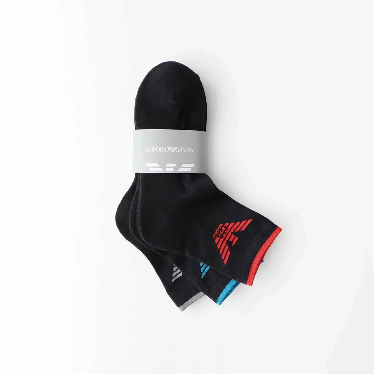 [Набор из 3 шт.] Повседневные носки Eagle с коротким ворсом Emporio Armani, 03. Black x 3 — фото 4
