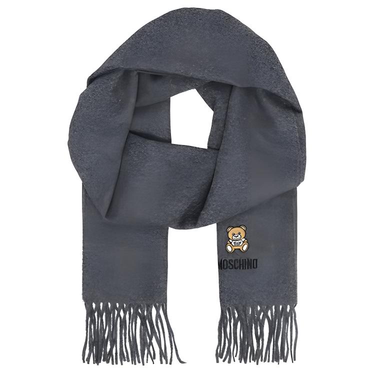 

MOSCHINO Вязаный шарф унисекс темно-серый, Dark Gray