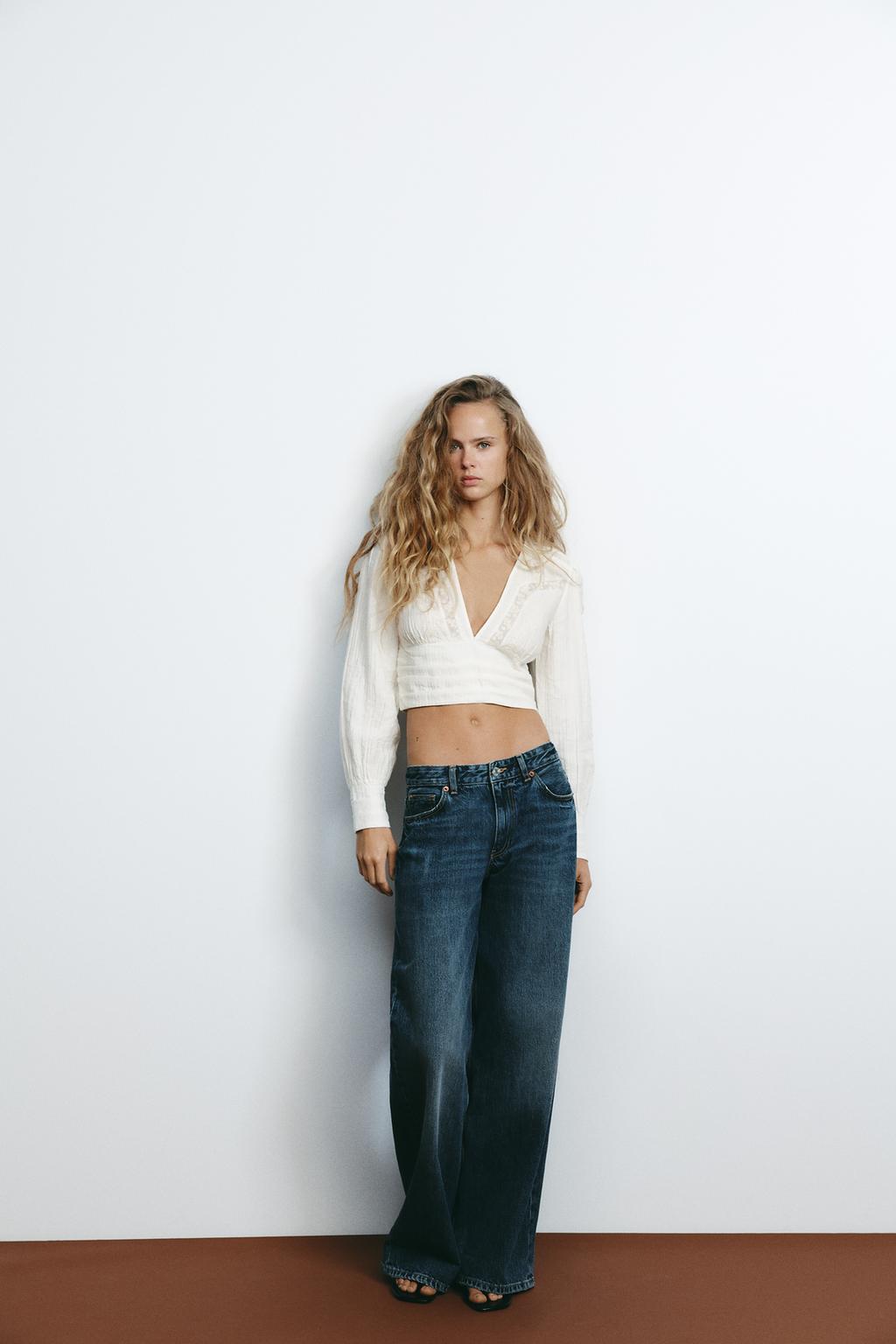

Текстурированная укороченная рубашка ZARA, экрю