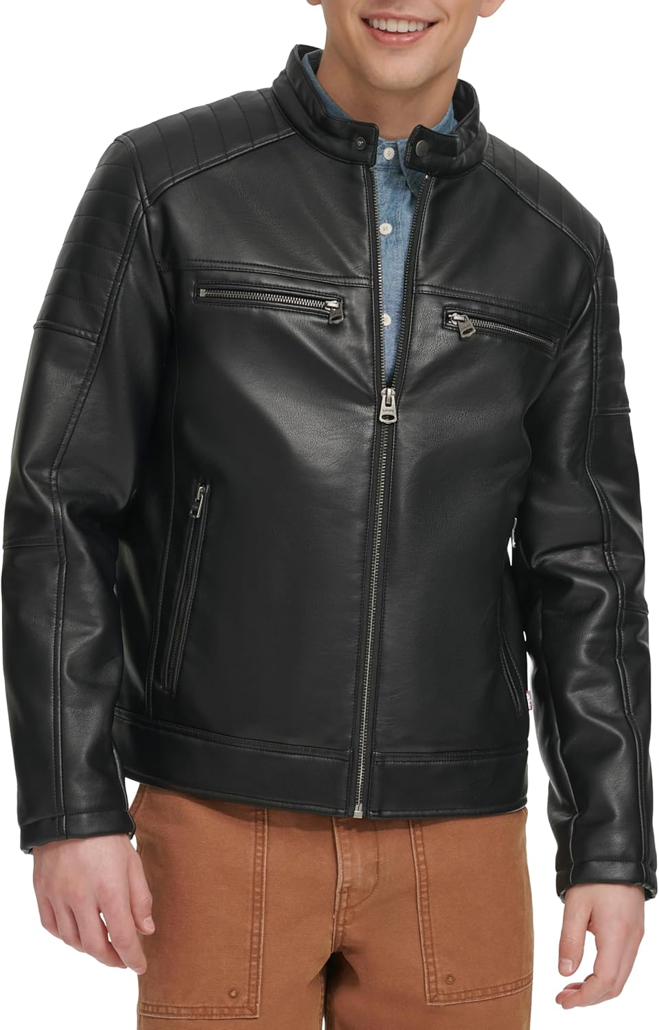 

Мужская гоночная куртка Levi's из искусственной кожи, Black Quilt Lined