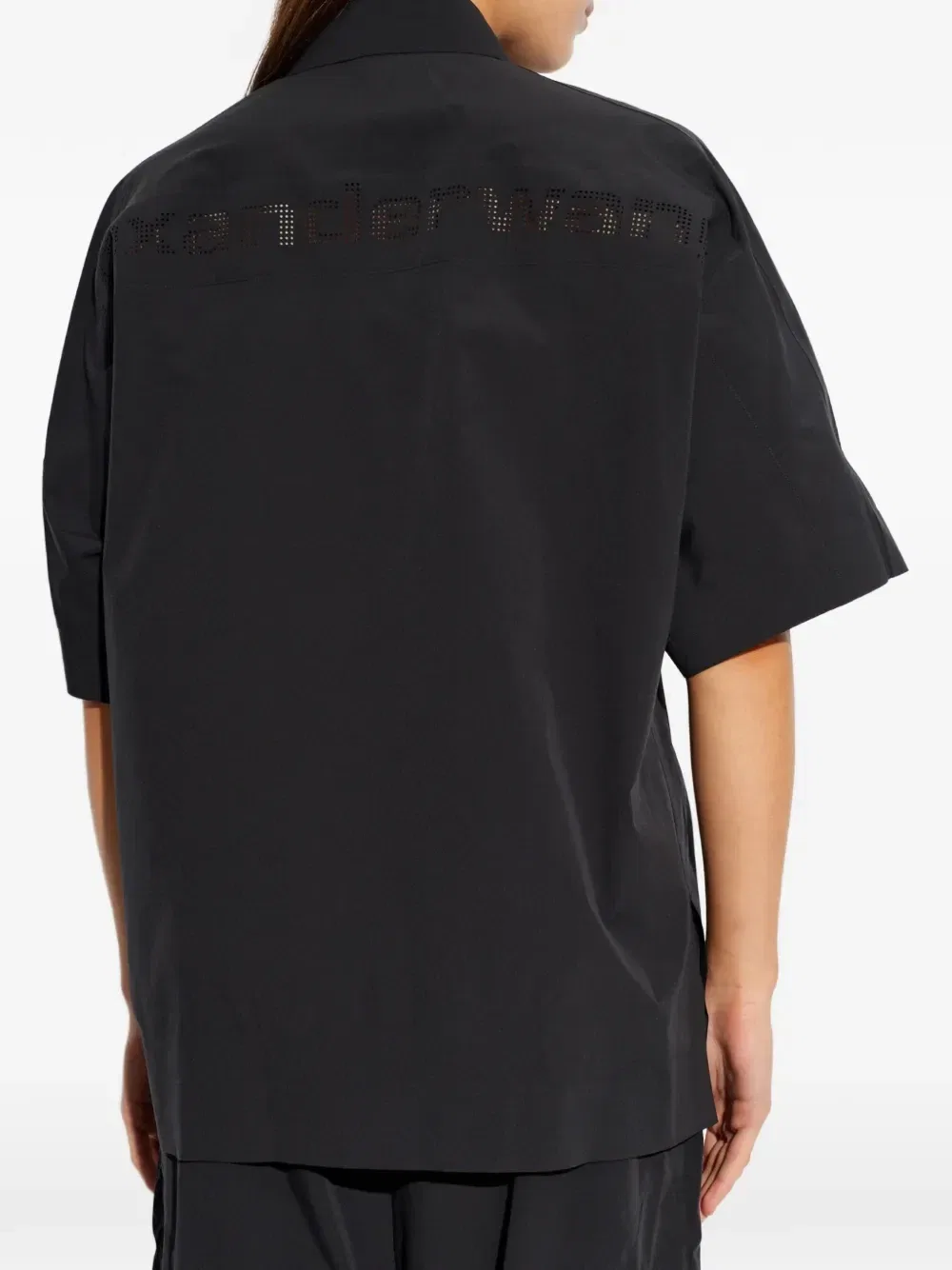 Рубашка с перфорированным логотипом и коротким рукавом Alexander Wang, черный — фото 4