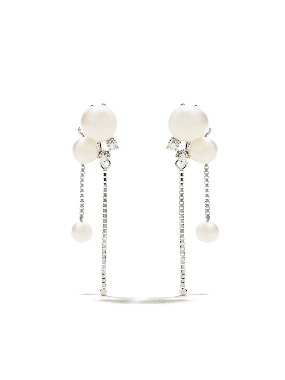 

Серьги из белого золота с жемчугом и бриллиантами TASAKI, серебяный