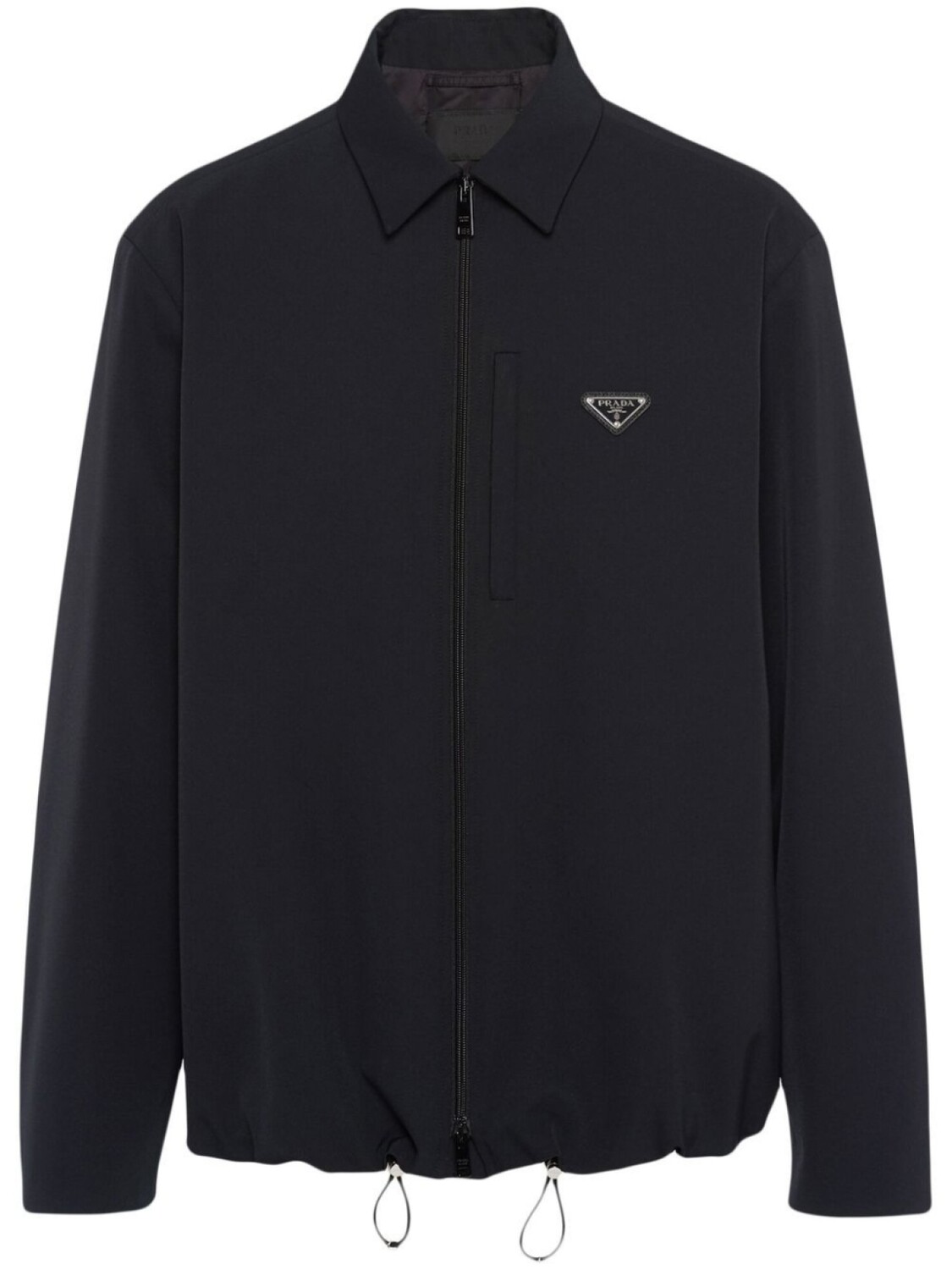 

Prada enamelled-logo zip-up shirt, черный