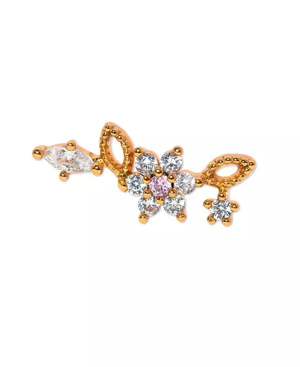 

Позолоченные серьги в стиле пирсинга с блестящими цветочными кристаллами Girls Crew, gold