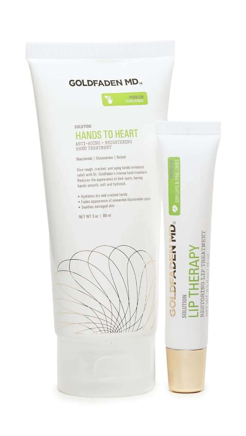 Goldfaden MD Ultimate Hydration Duo: увлажняющий антивозрастной крем для рук Hands to Heart (85 мл) и восстанавливающий бальзам для губ Lip Therapy (14 мл). 14,8 мл (1 шт.), Multicoloured