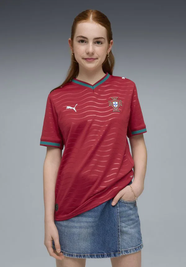 Домашняя футболка сборной португалии fpf, унисекс, с принтом. Puma, Club Red/Green Lagoon