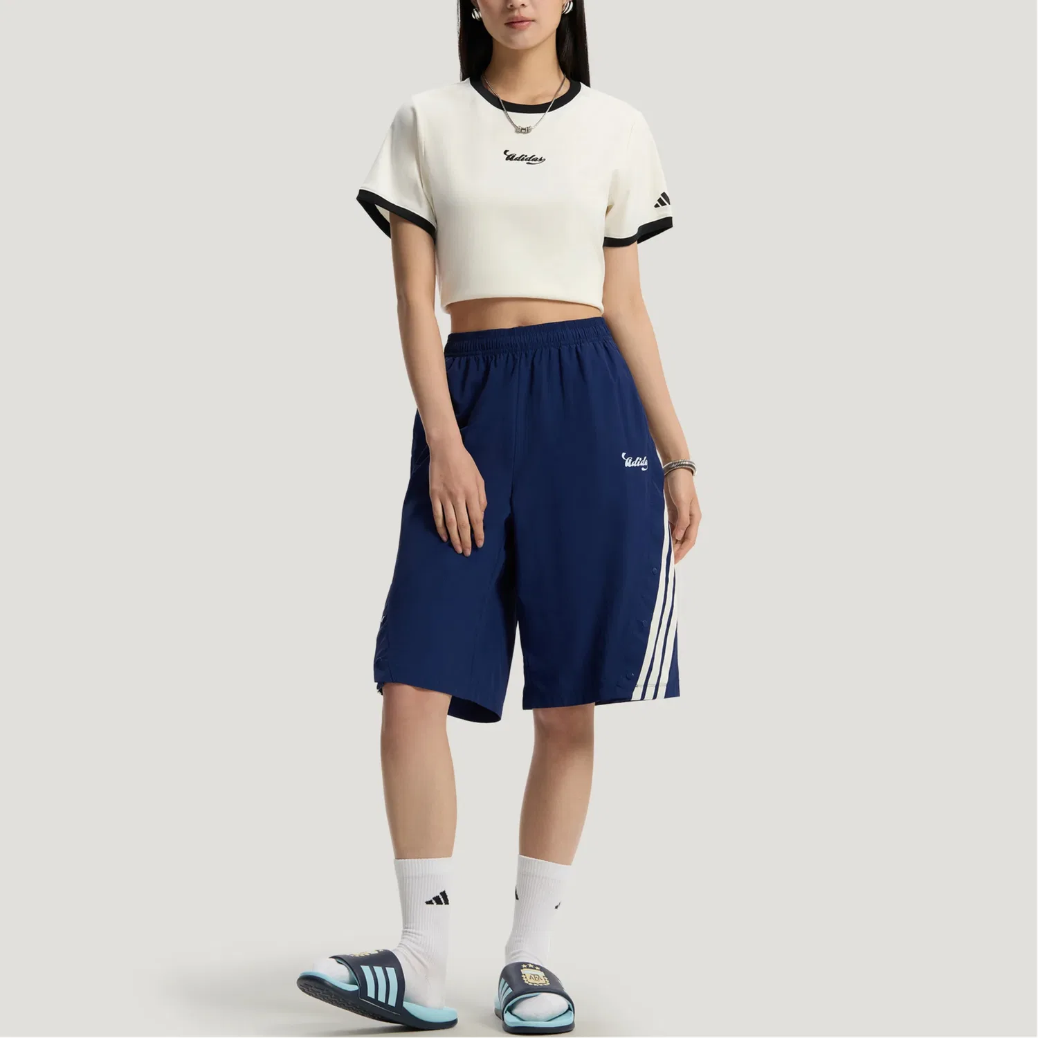 Футболка с кольцевым вырезом Adidas Jade White — фото 4