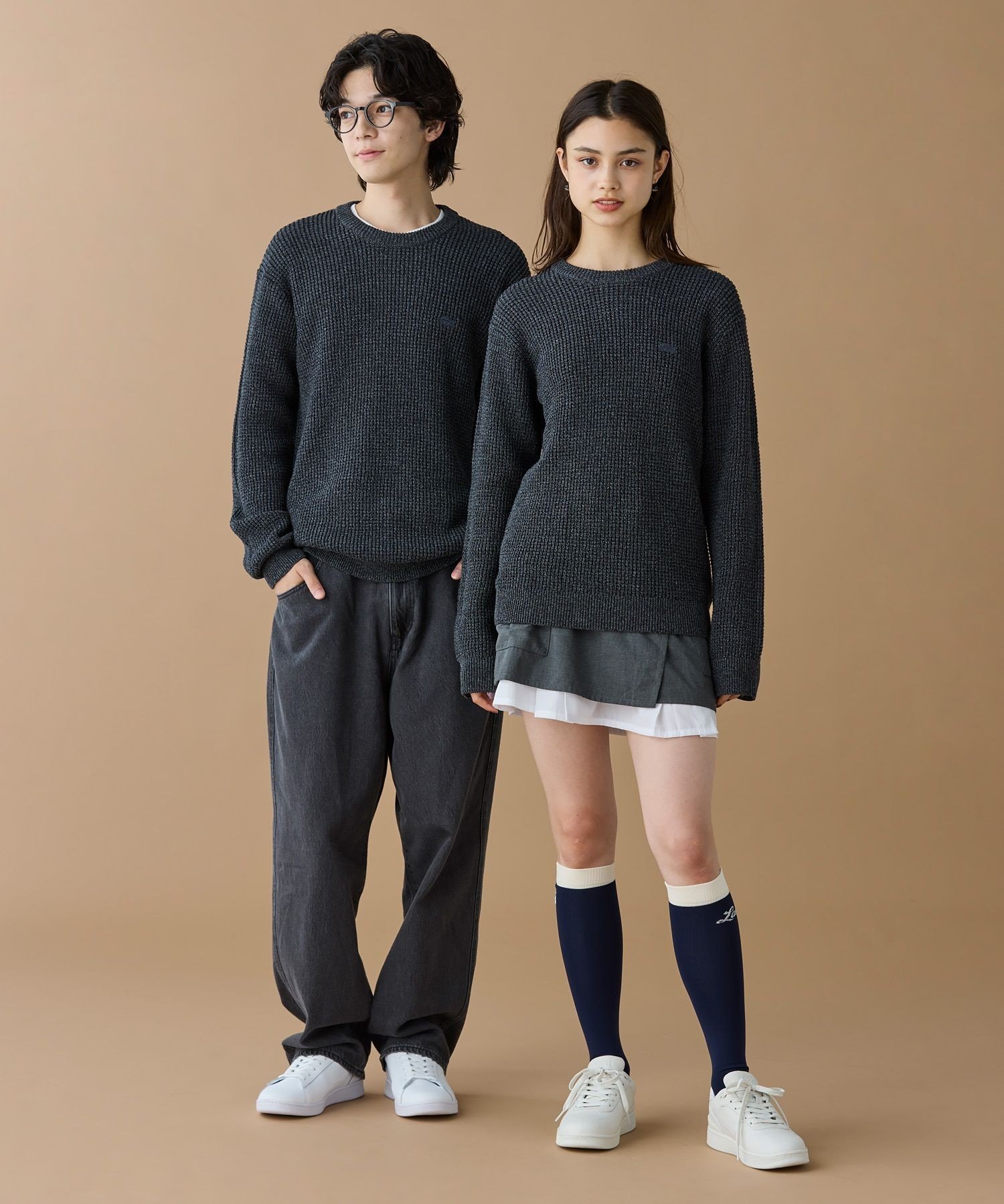 Вафельный вязаный свитер LACOSTE, Gray