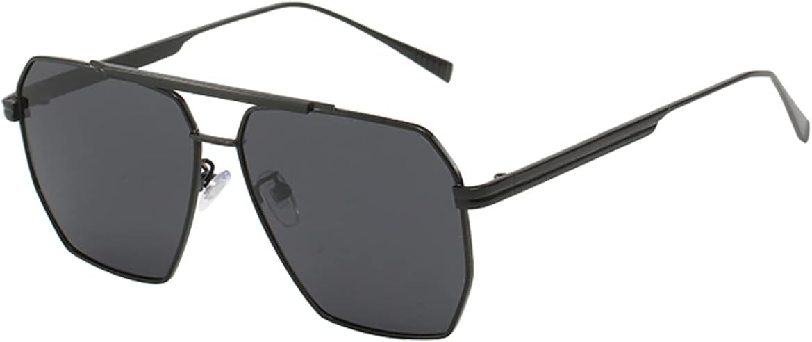 

Солнцезащитные очки Dollger увеличенного квадратного размера для женщин и мужчин, поляризованные, в стиле «авиатор», ретро, ​​большие солнцезащитные очки, Black Frame Black Lens