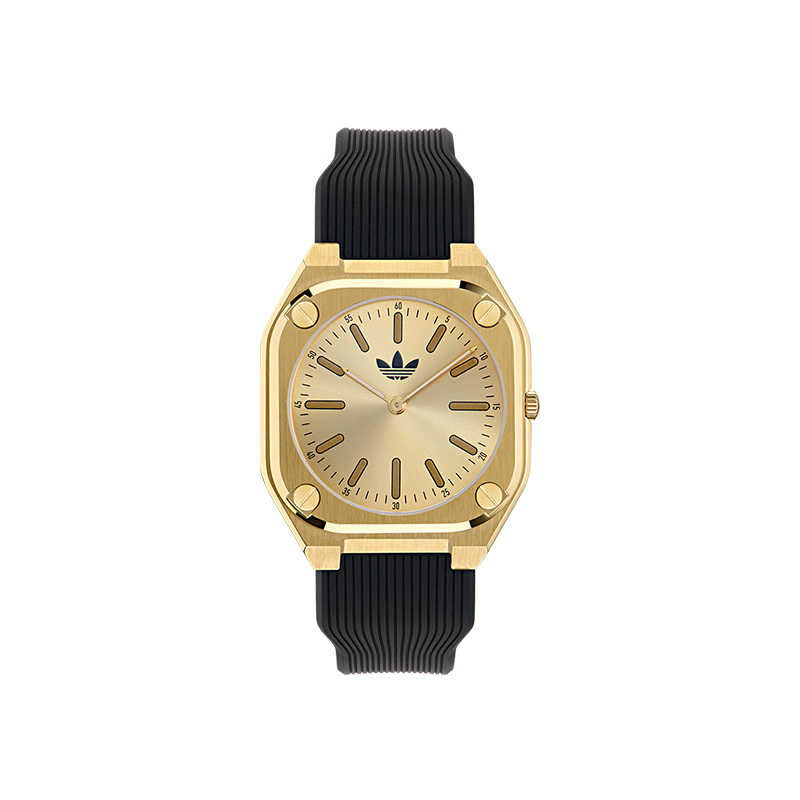 

Adidas Originals Часы Adidas CITY TECH THIN Collection Wrist Watch Quartz Movement Silicone Strap 39mm Gold Dial Unisex, Gold