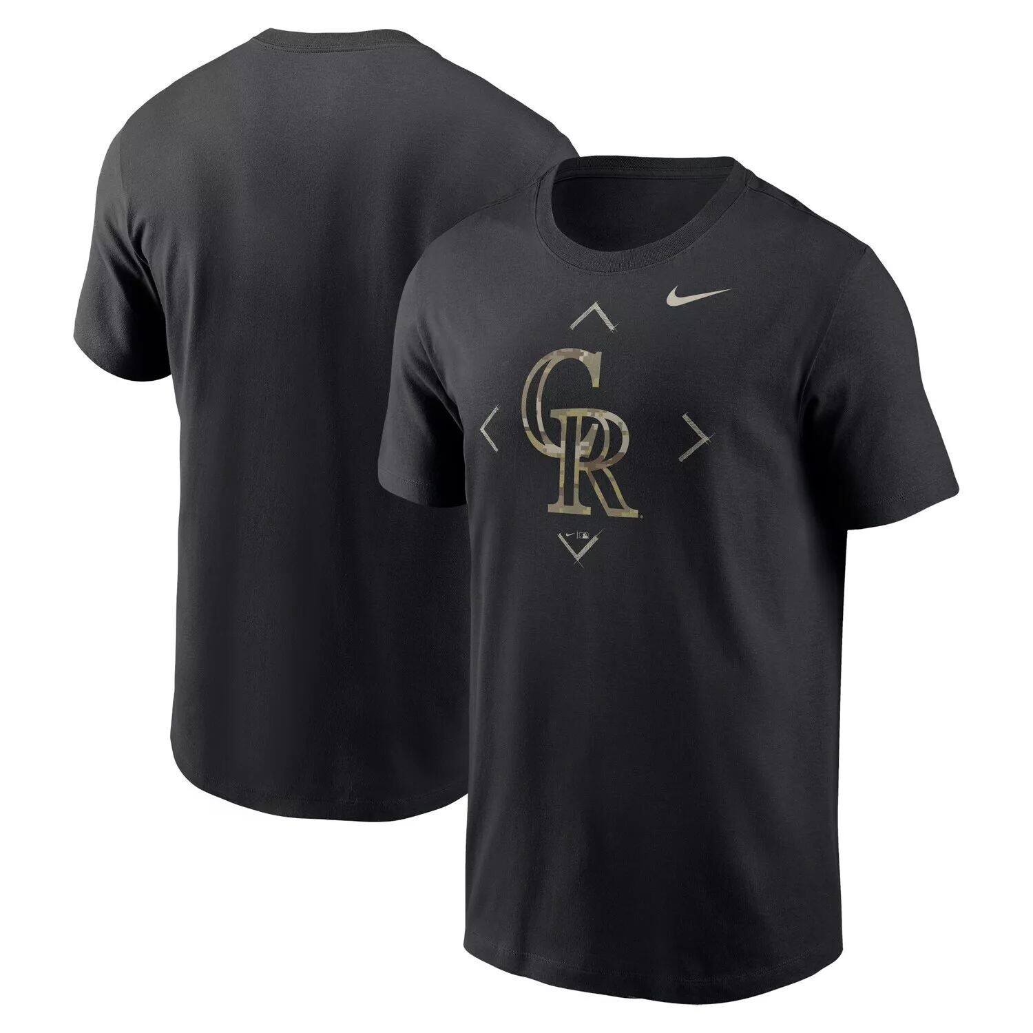 Мужская черная футболка с камуфляжным логотипом Colorado Rockies Nike — фото 4