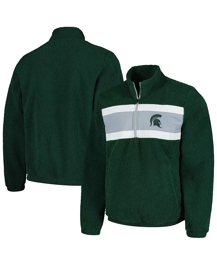 

Толстовка Men's Green Michigan State Spartans Pinch Runner Half-Zip Top G-III Sports by Carl Banks