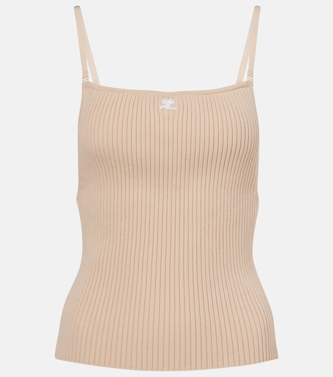 

Логотип ребристый трикотажный топ Courrèges, песочный