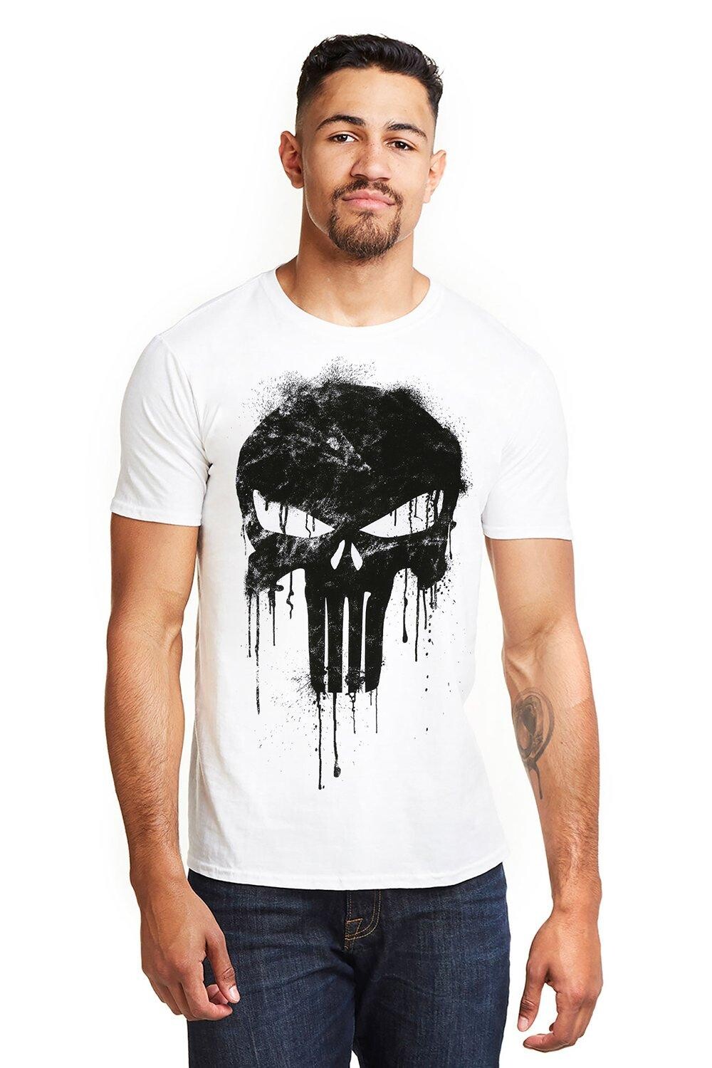 

Хлопковая футболка Punisher Skull Marvel, белый
