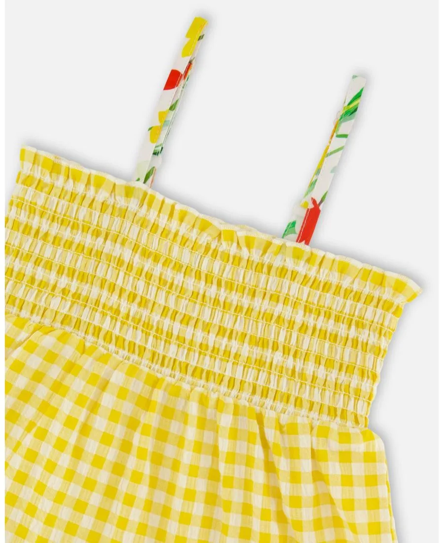 Сарафан для девочек в клетку Deux par Deux, желтый gingham — фото 4