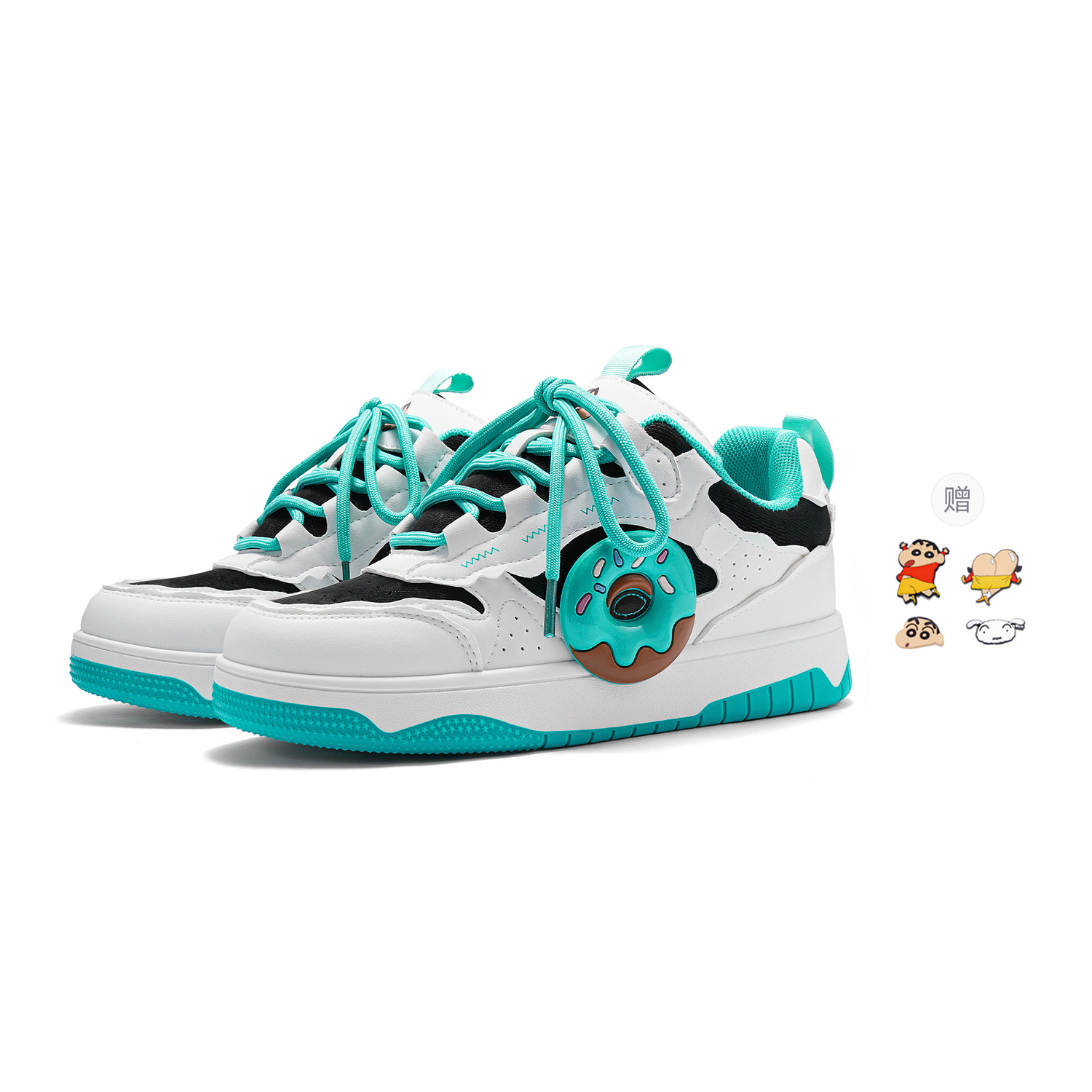 

Crayon Shinchan Скользоустойчивые износостойкие дышащие низкие скейтерские кроссовки унисекс Donut Blue с двумя случайными литыми подвесками