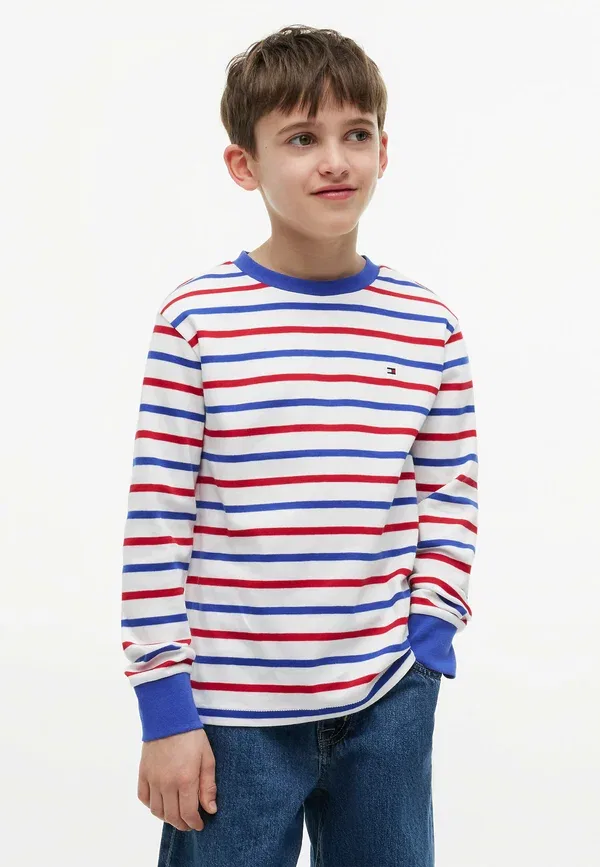 Свитшот Tommy Hilfiger Essential stripe relaxed long sleeve t-shirt sweatshirt, красный мульти-полоска — фото 2