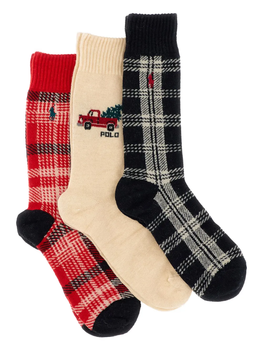 

Комплект из трех пар носков в клетку Polo Ralph Lauren, черный
