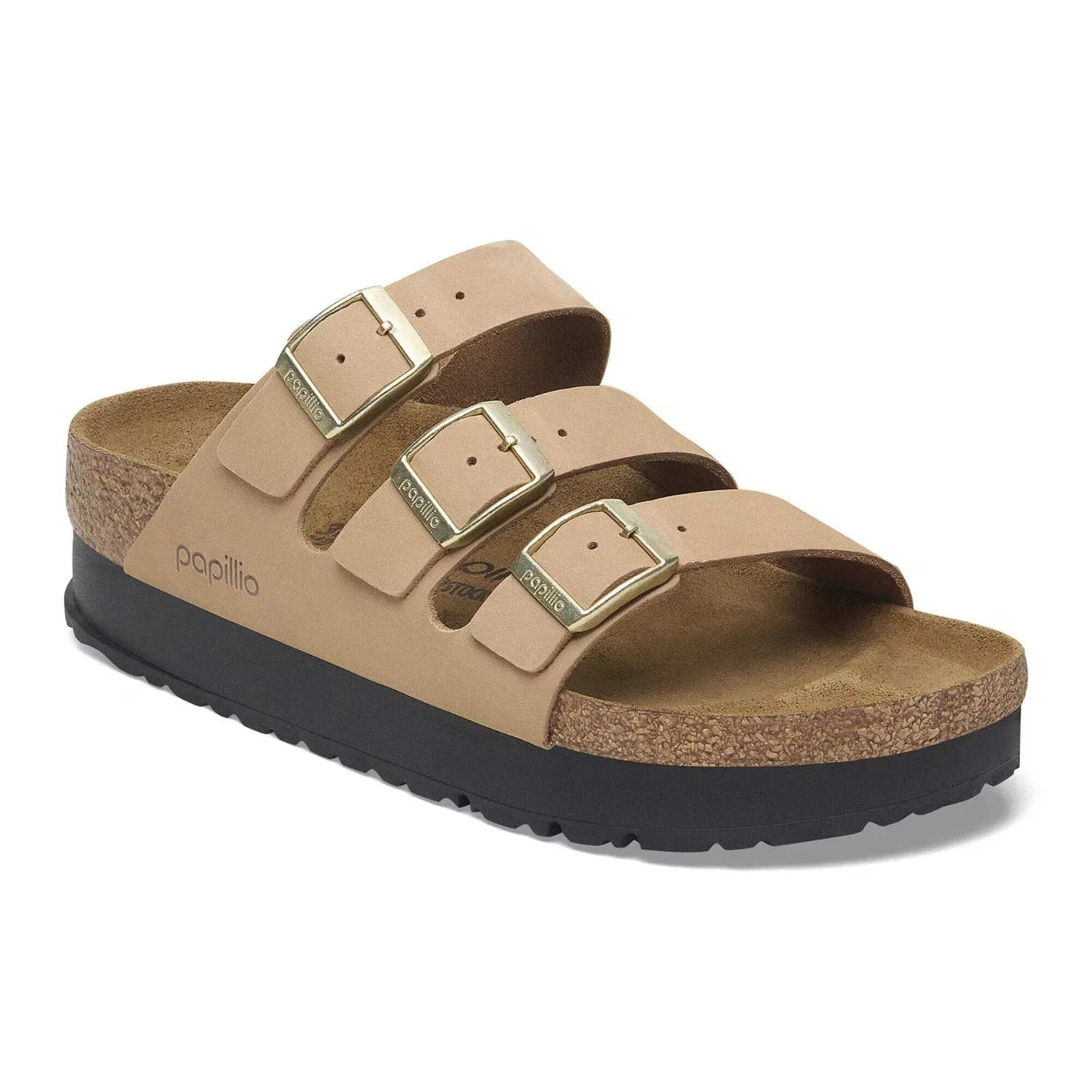 Мужские сандалии Birkenstock Florida 1029760, бежевая нубуковая кожа, платформа, HAWK1317