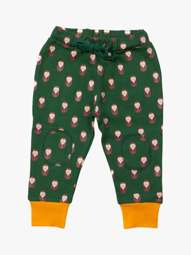

Детские хлопковые спортивные штаны с совой на коленях Little Green Radicals, Green/Multi
