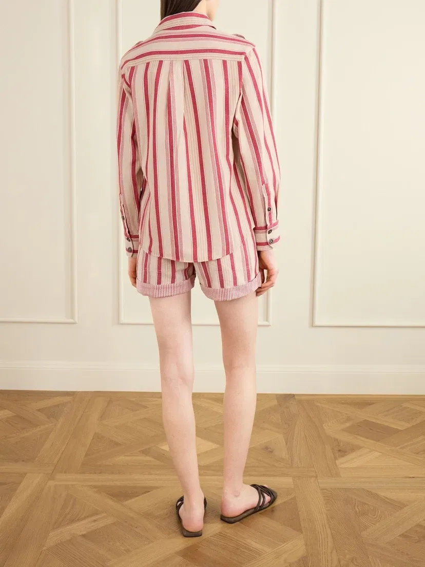 Полосатая хлопковая рубашка MARANT ÉTOILE, красный — фото 4