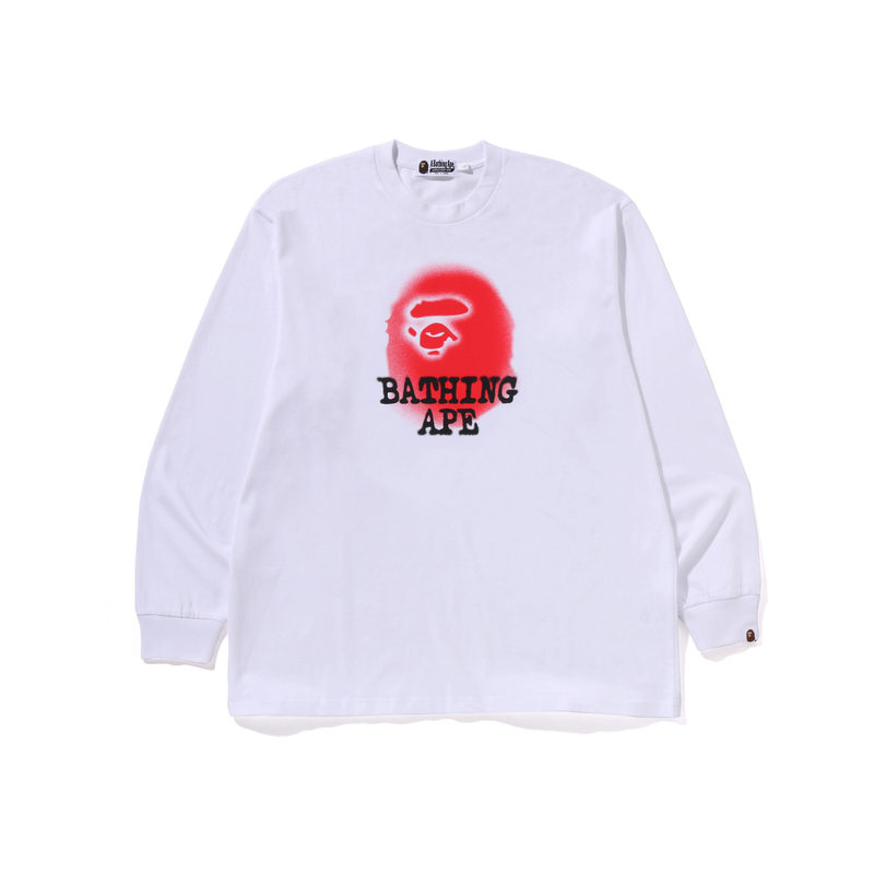 

Спортивный свитшот с длинным рукавом и спрей-принтом A BATHING APE, белый